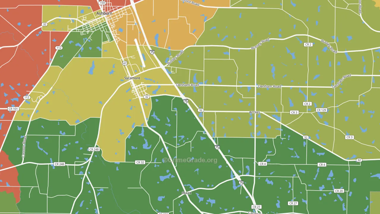Sycamore, GA Map of Theft Rates