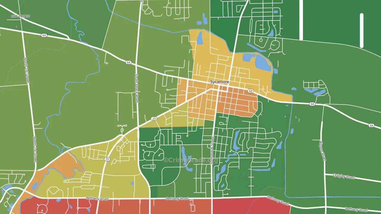 Sycamore Manor, Sycamore, IL Map of Theft Rates