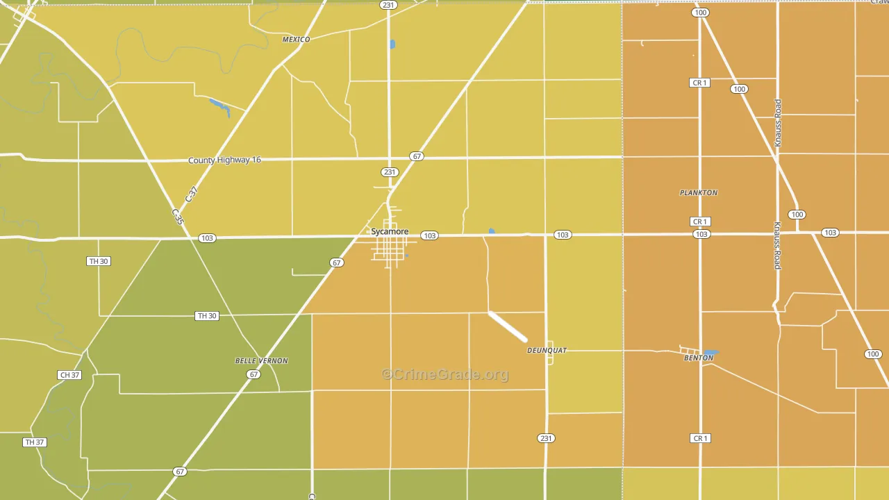 Sycamore, OH Map of Theft Rates