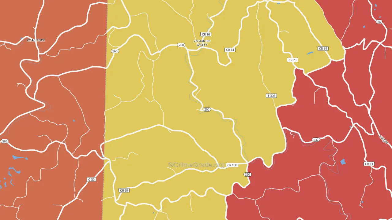Sycamore Valley, OH Map of Theft Rates