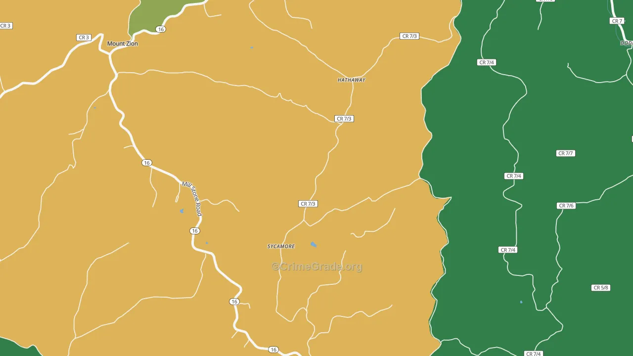 Sycamore, WV Map of Theft Rates