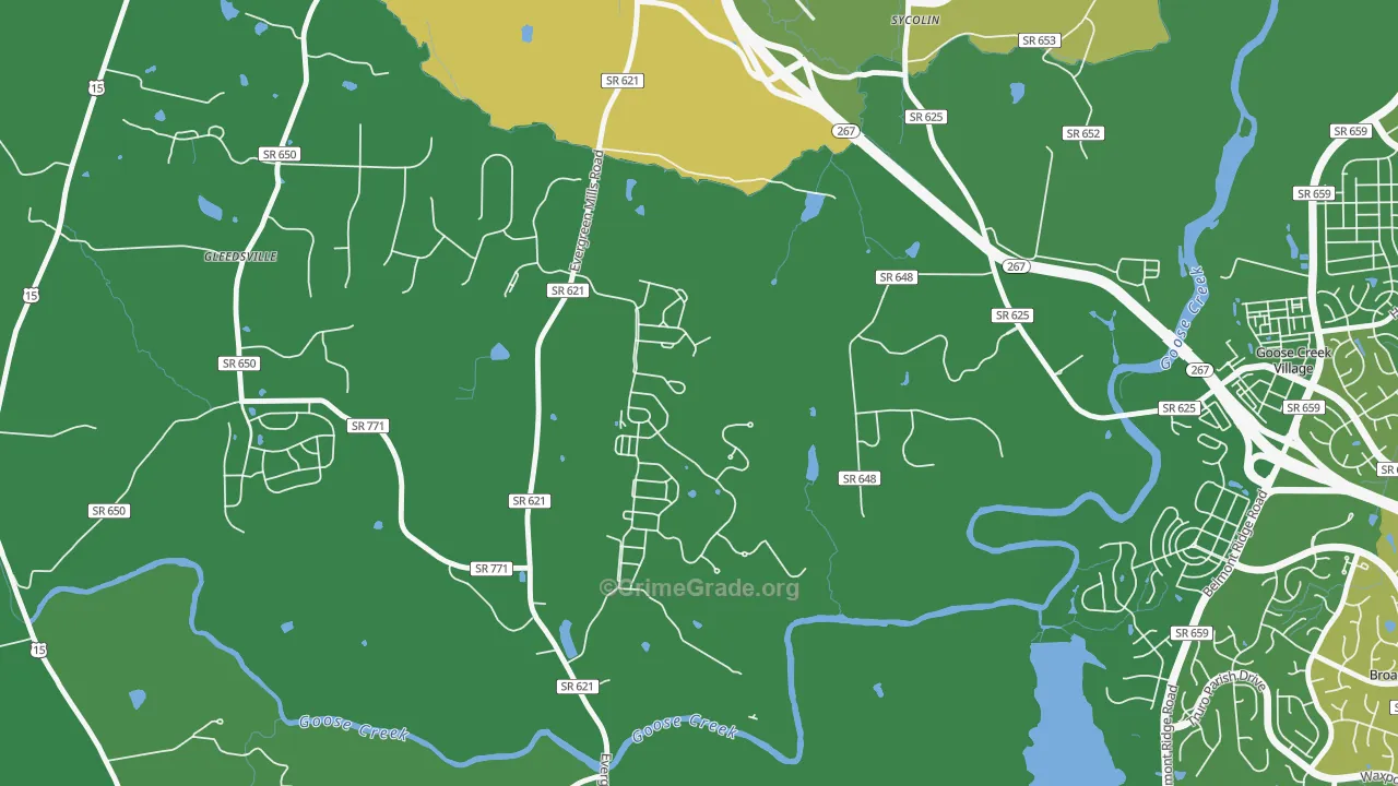Sycolin, VA Map of Theft Rates