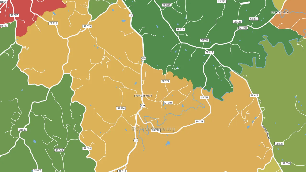 Sydnorsville, VA Map of Theft Rates