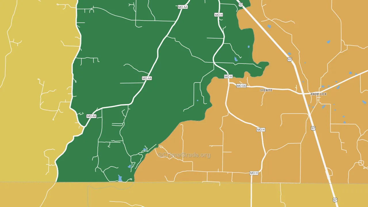 Syenite, MO Map of Theft Rates