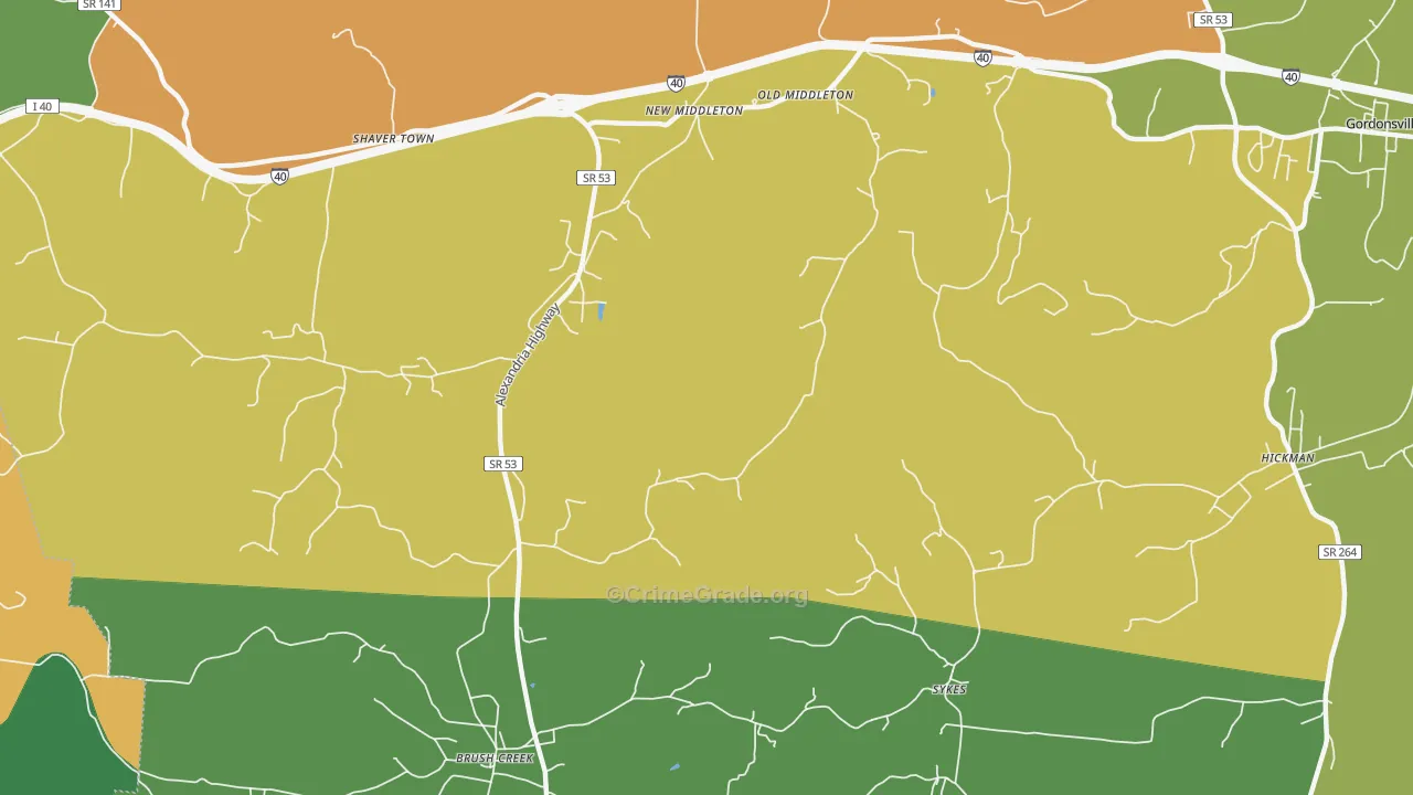 Sykes, TN Map of Theft Rates