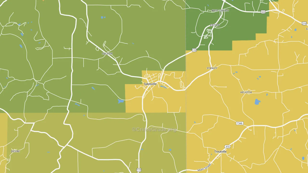 Sykesville, PA Map of Theft Rates