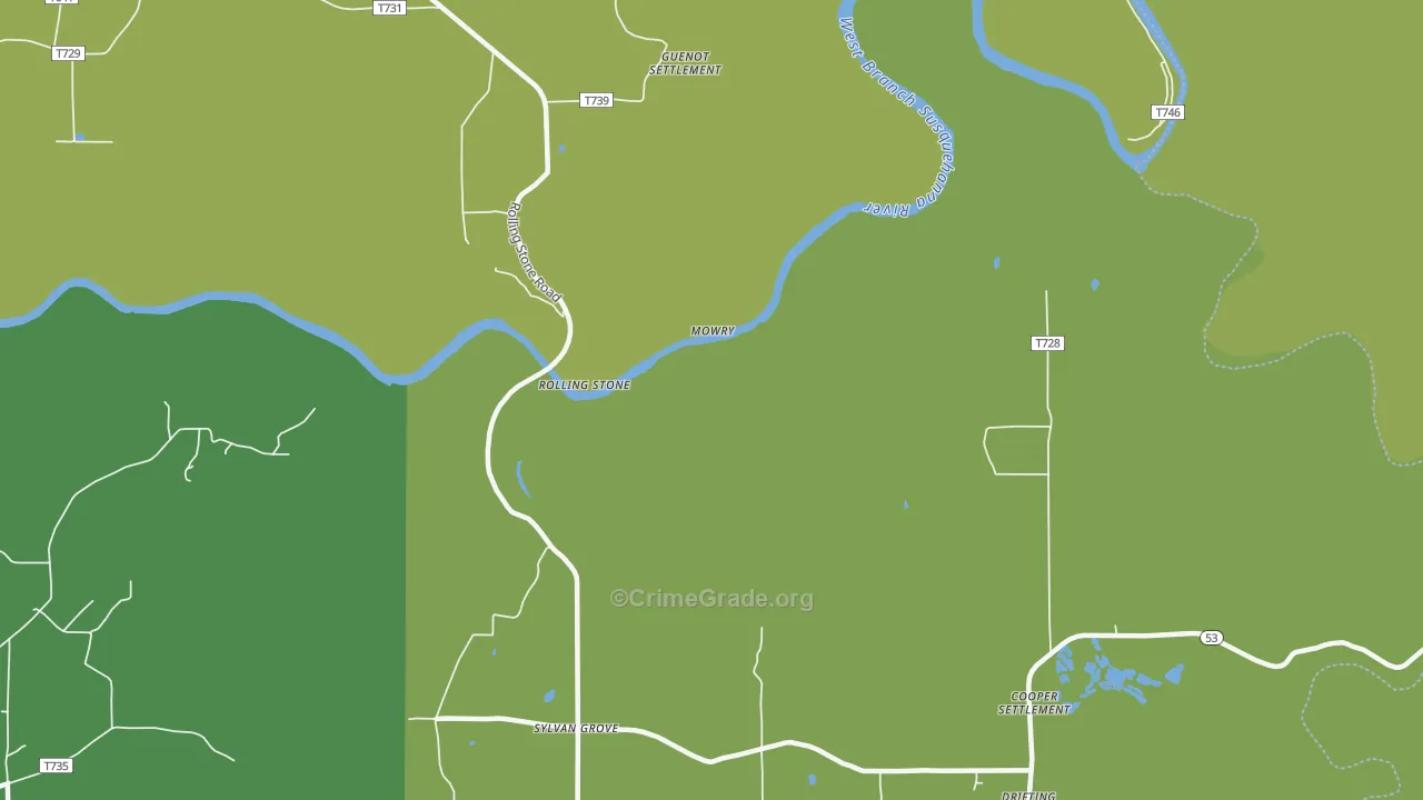 Sylvan Grove, PA Map of Theft Rates