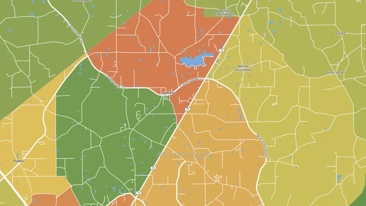 Sylvania, AL Map of Theft Rates