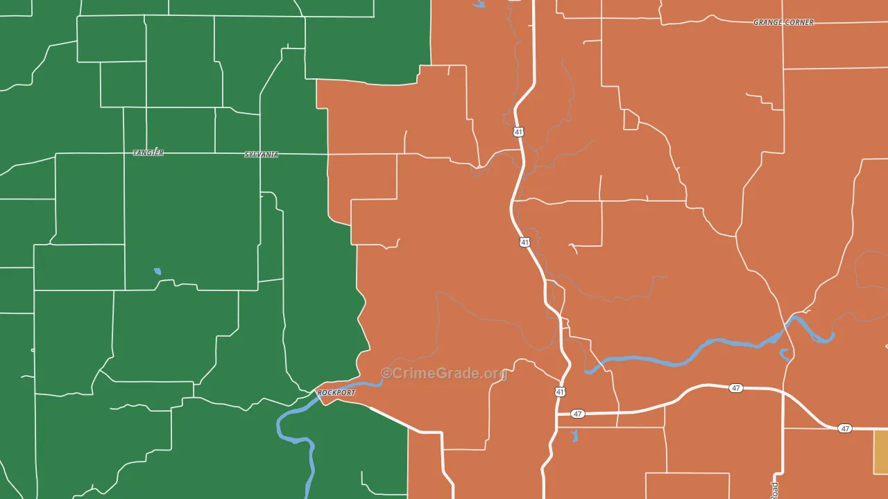 Sylvania, IN Map of Theft Rates