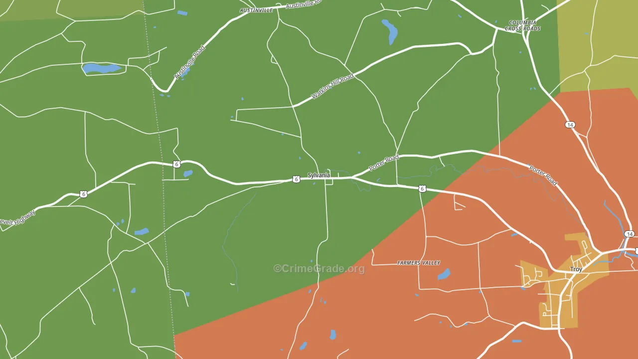 Sylvania, PA Map of Theft Rates
