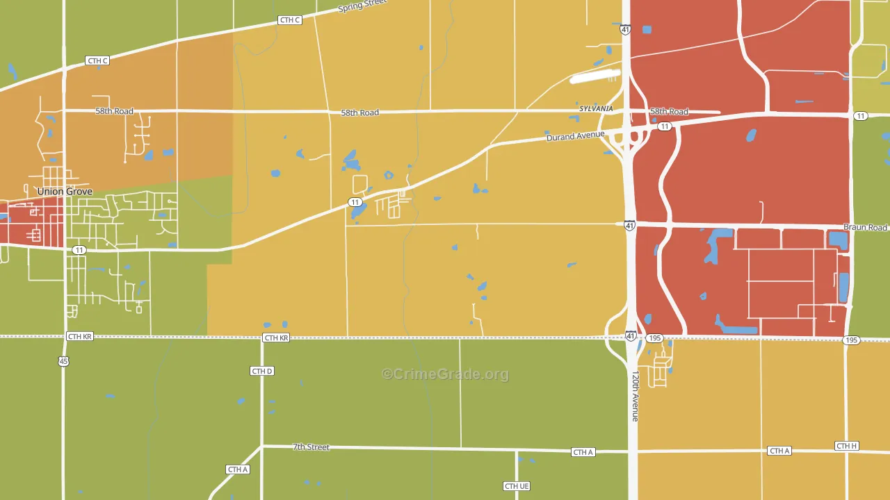 Sylvania, WI Map of Theft Rates