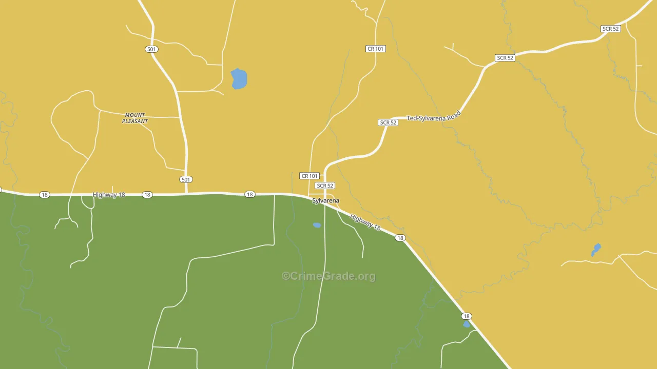 Sylvarena, MS Map of Theft Rates