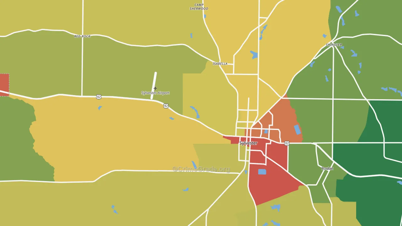 Sylvester, GA Map of Theft Rates