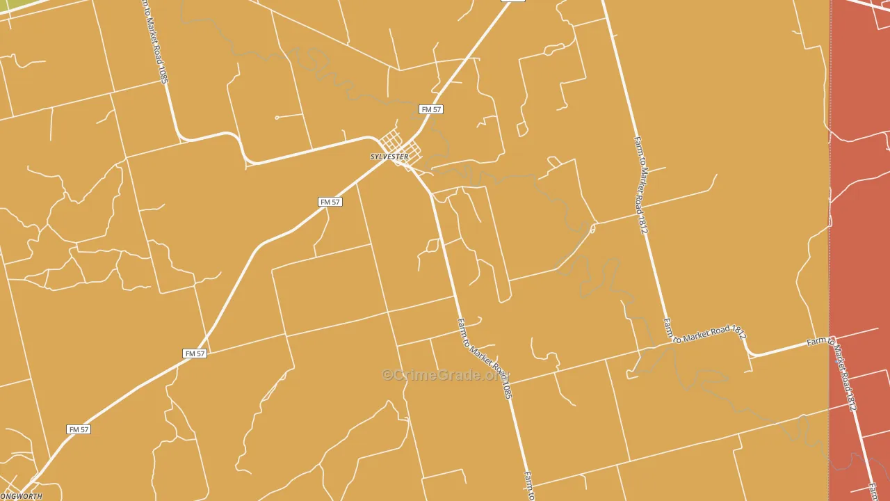 Sylvester, TX Map of Theft Rates