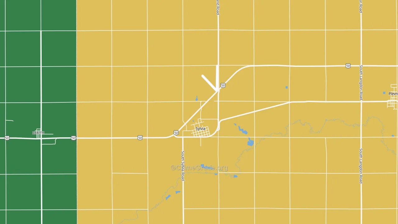 Sylvia, KS Map of Theft Rates