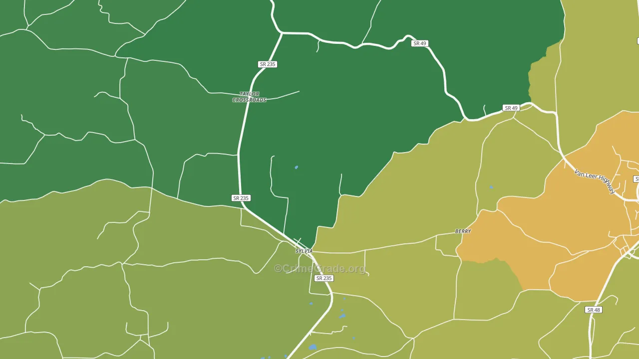 Sylvia, TN Map of Theft Rates