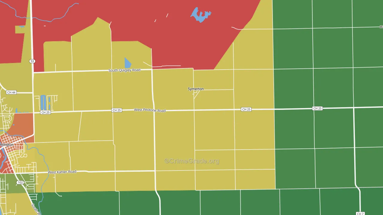 Symerton, IL Map of Theft Rates