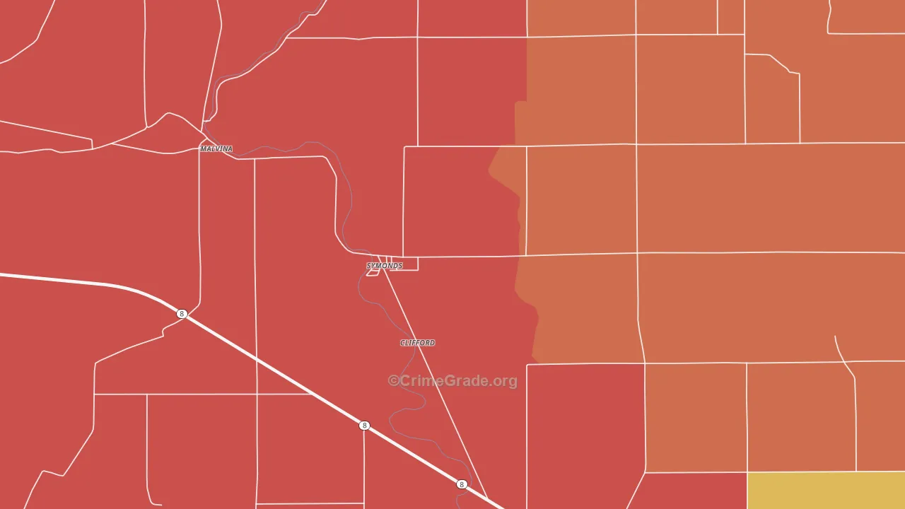 Symonds, MS Map of Theft Rates