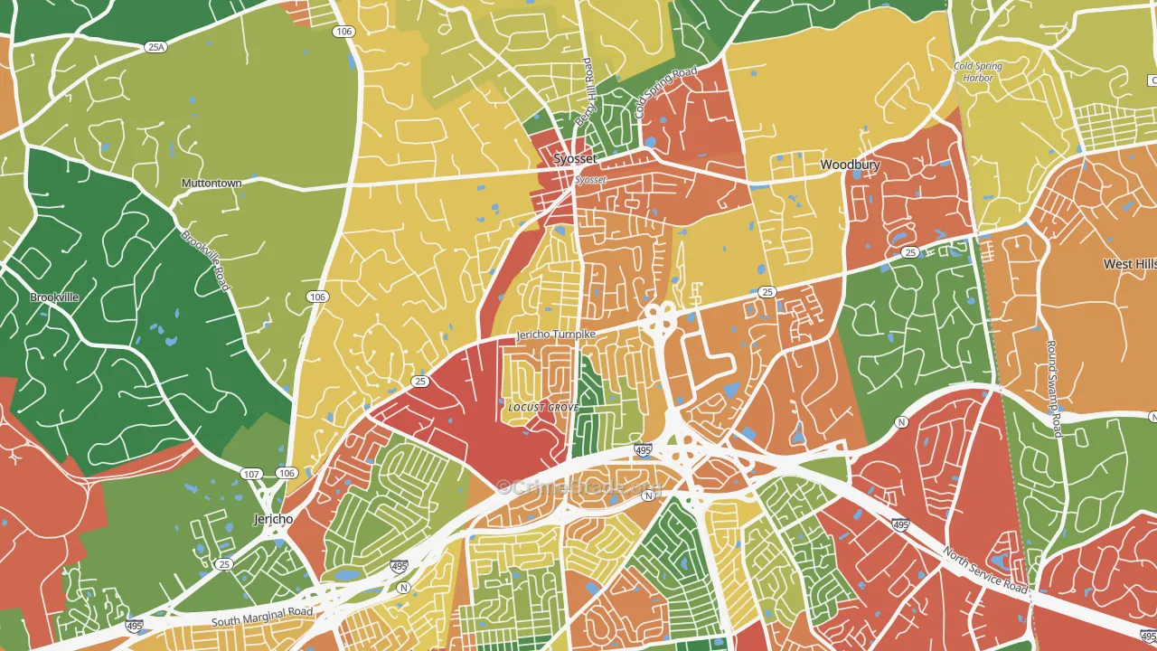 Syosset, NY Map of Theft Rates