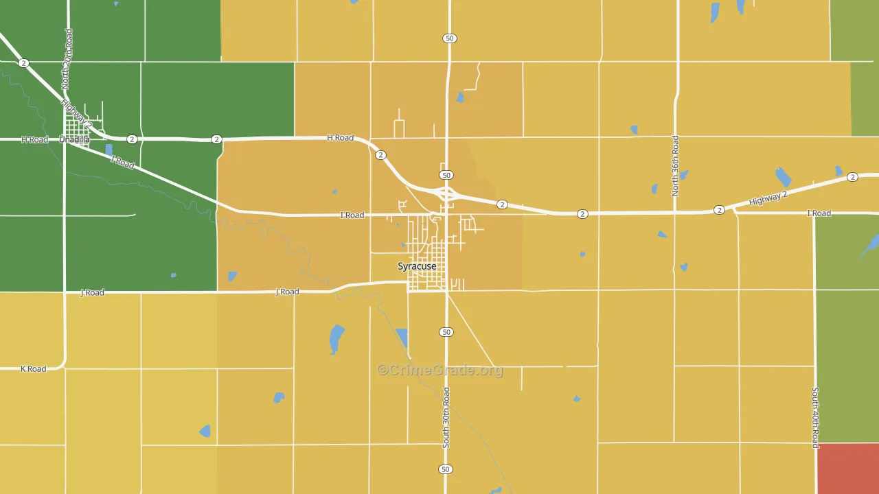 Syracuse, NE Map of Theft Rates