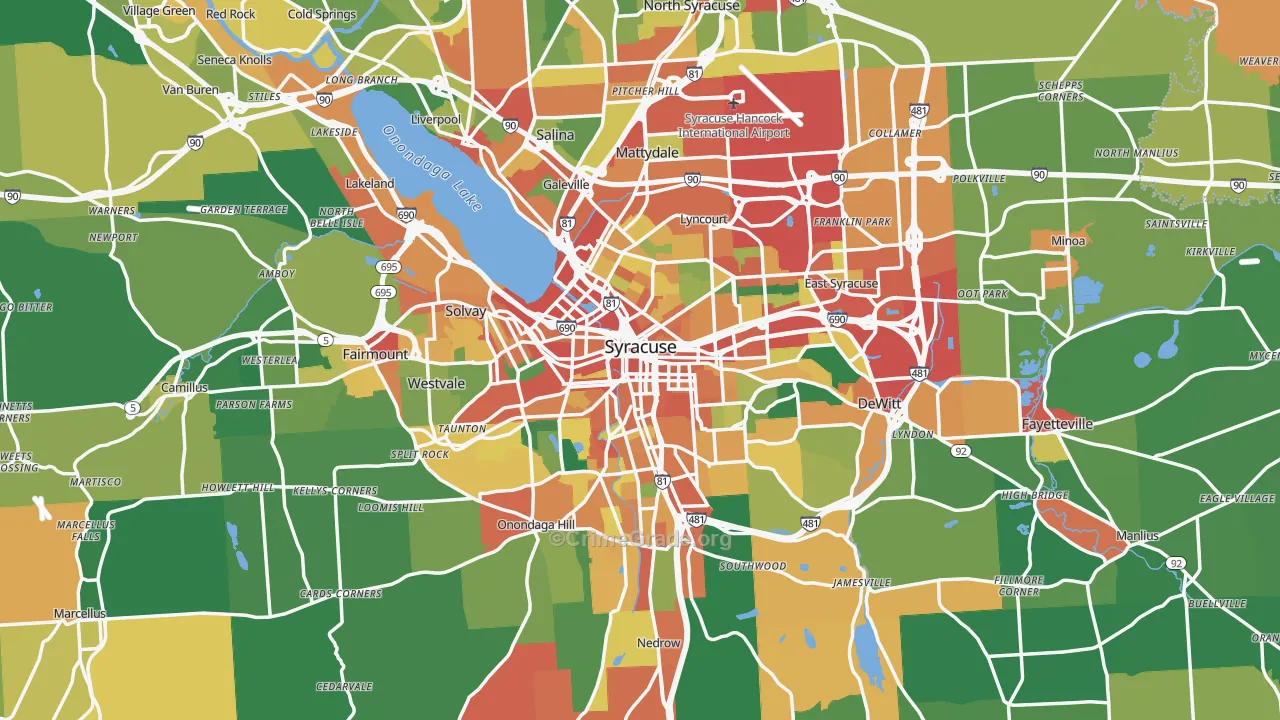 Syracuse, NY Map of Theft Rates