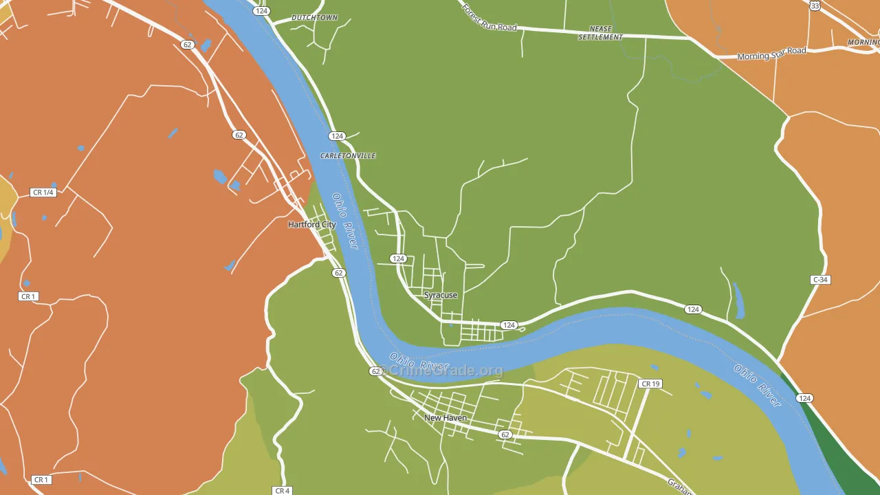 Syracuse, OH Map of Theft Rates