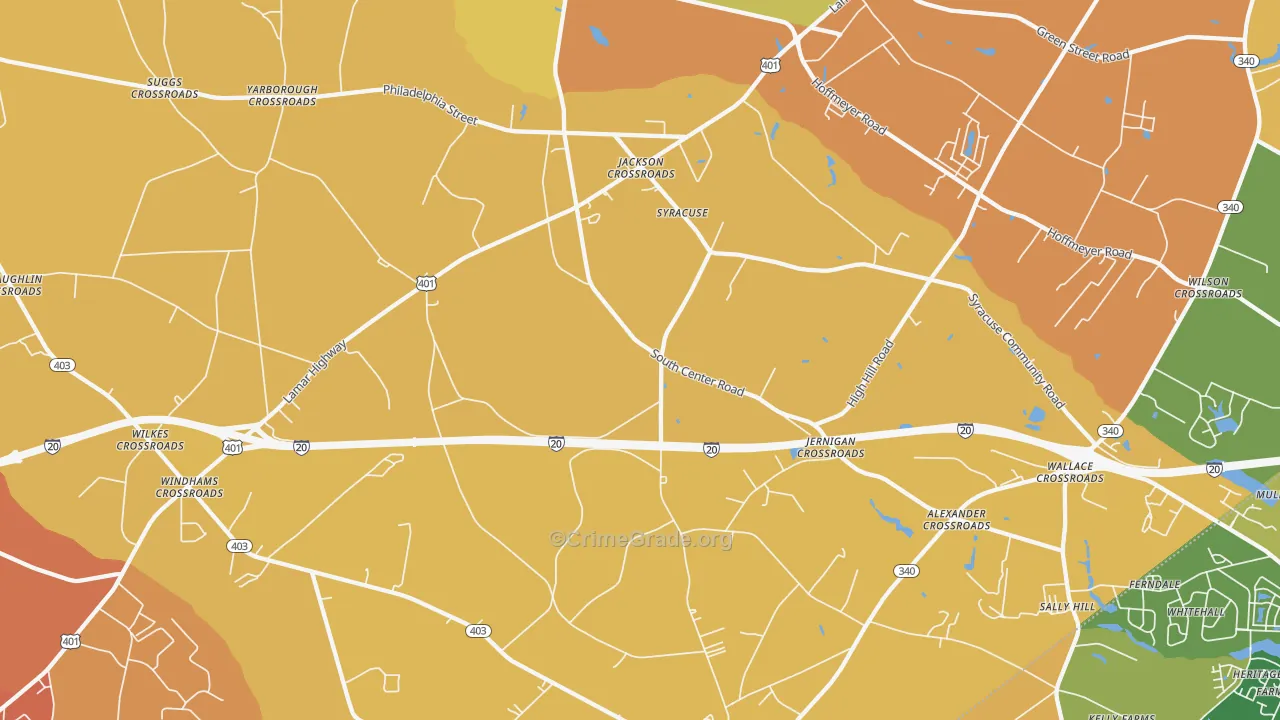 Syracuse, SC Map of Theft Rates