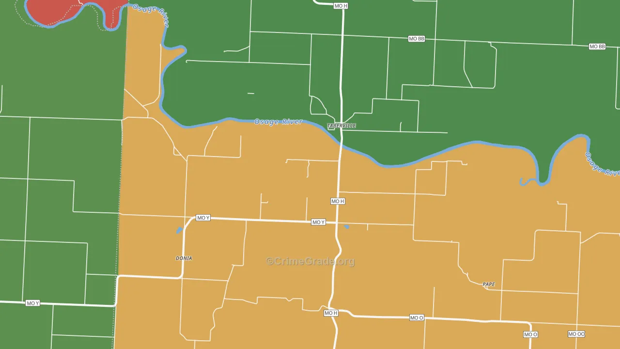 Taberville, MO Map of Theft Rates
