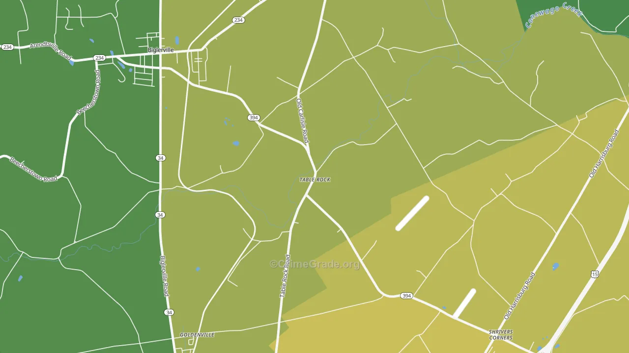 Table Rock, PA Map of Theft Rates