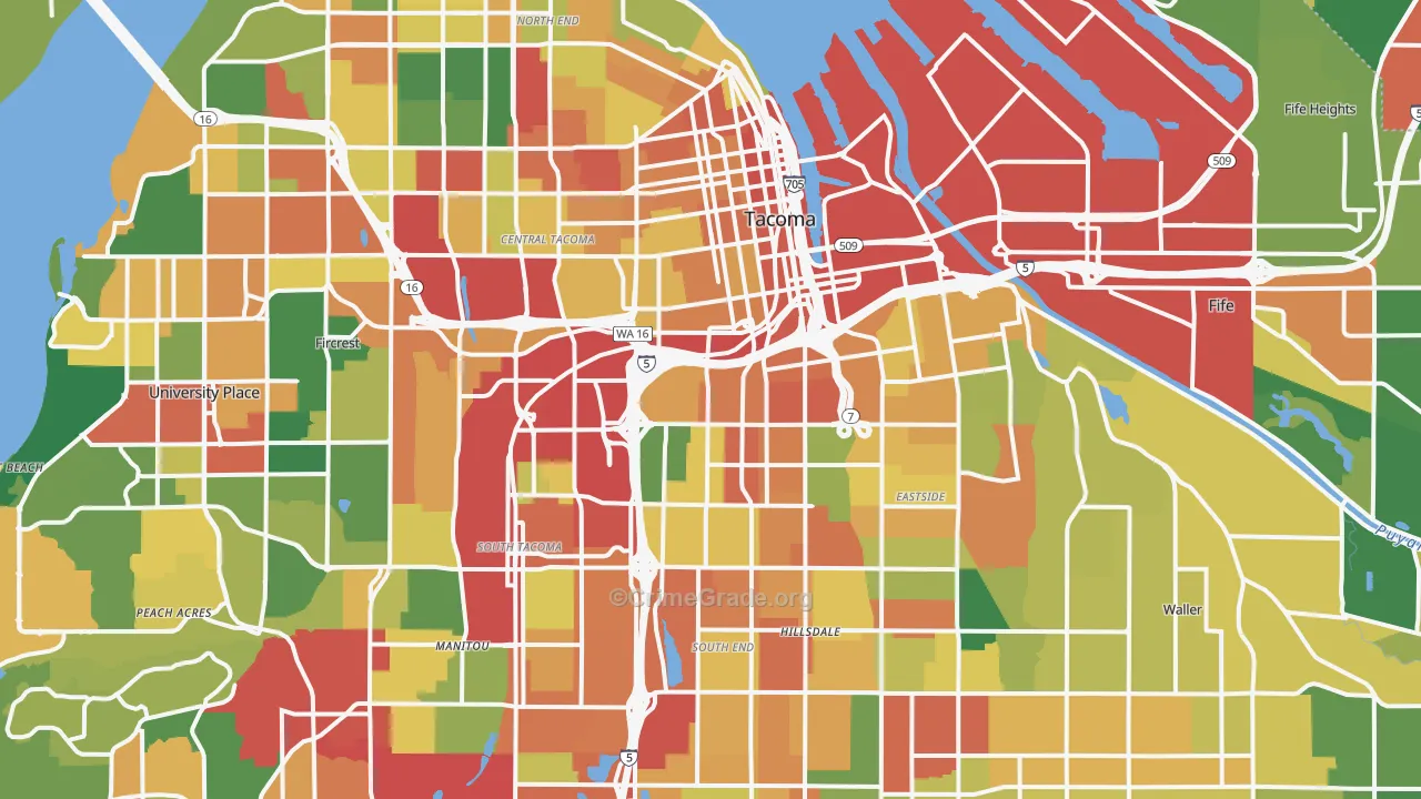 Tacoma, WA Map of Theft Rates