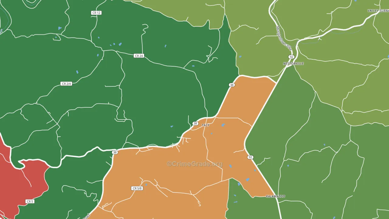 Tacy, WV Map of Theft Rates
