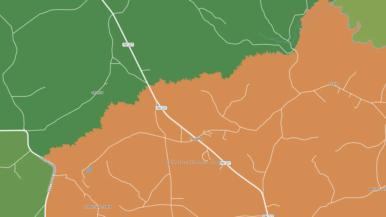 Tadmor, TX Map of Theft Rates
