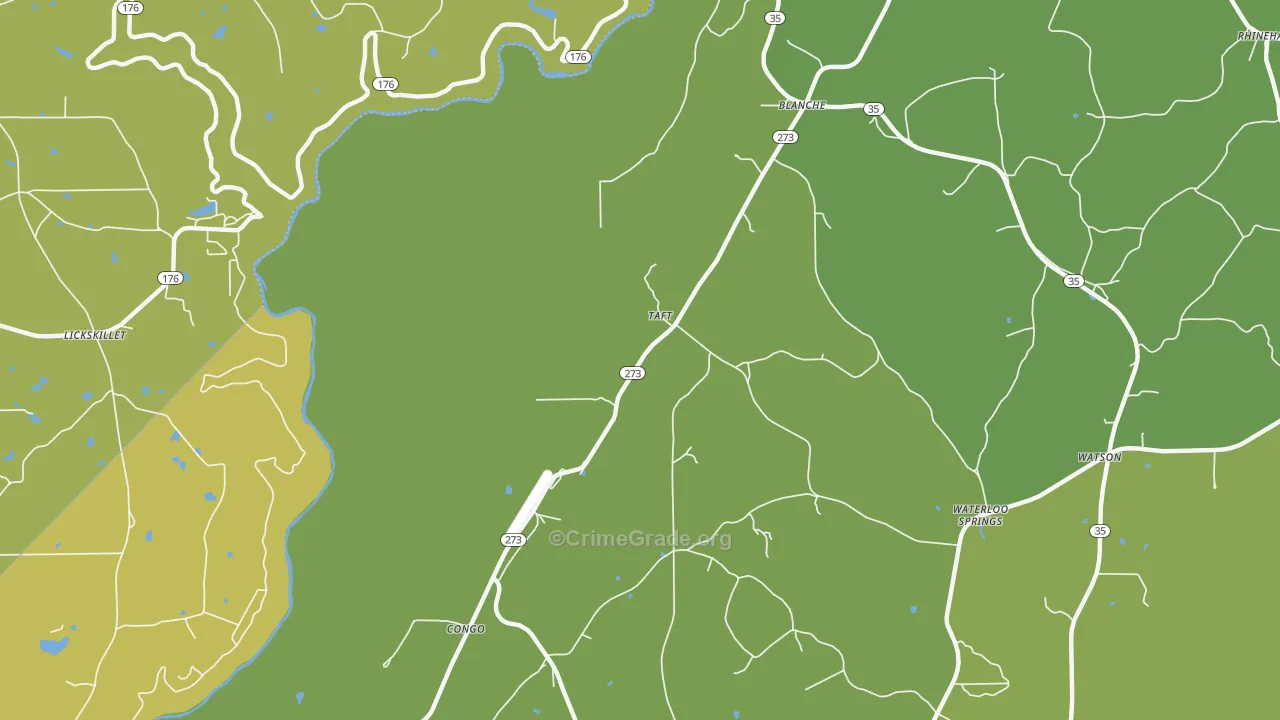 Taff, AL Map of Theft Rates