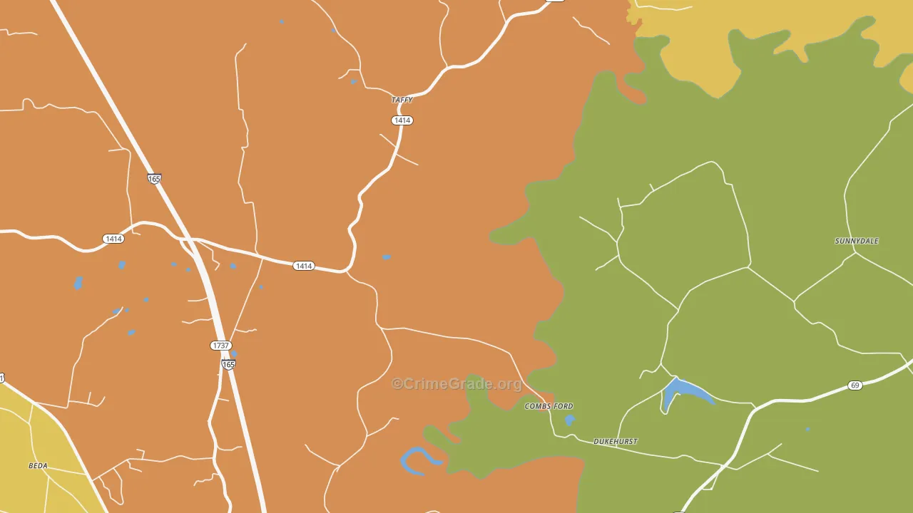 Taffy, KY Map of Theft Rates
