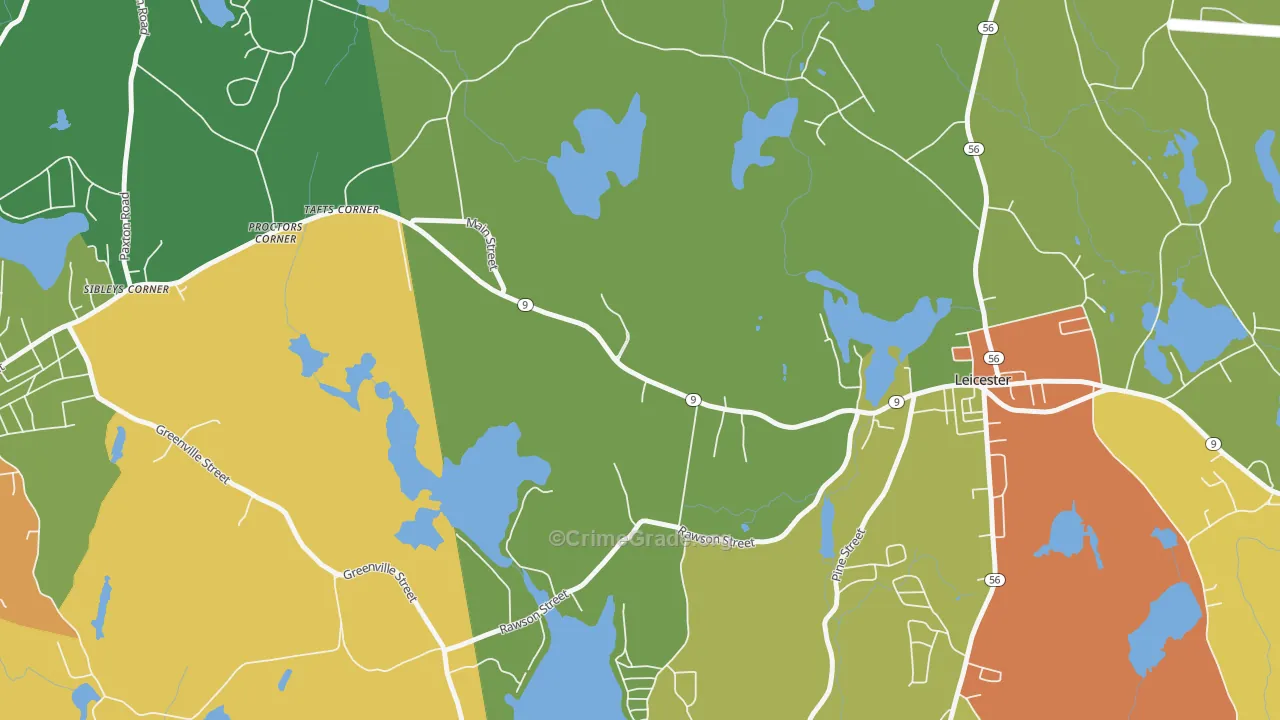 Tafts Corner, MA Map of Theft Rates