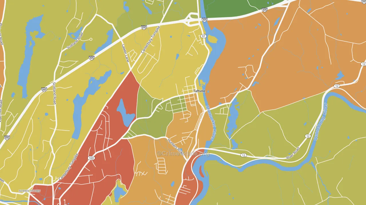 Taftville, CT Map of Theft Rates