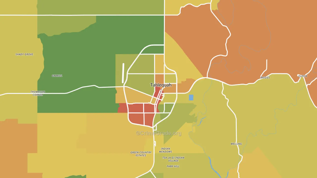 Tahlequah, OK Map of Theft Rates