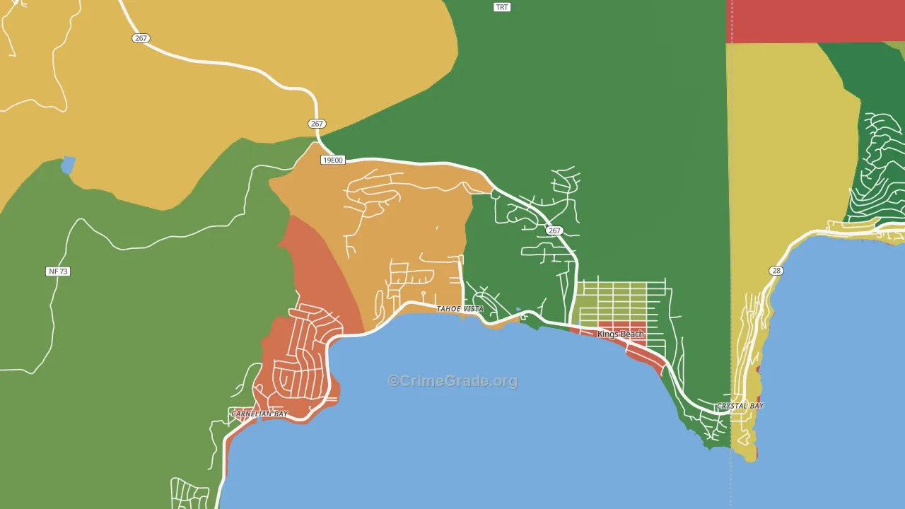 Tahoe Vista, CA Map of Theft Rates