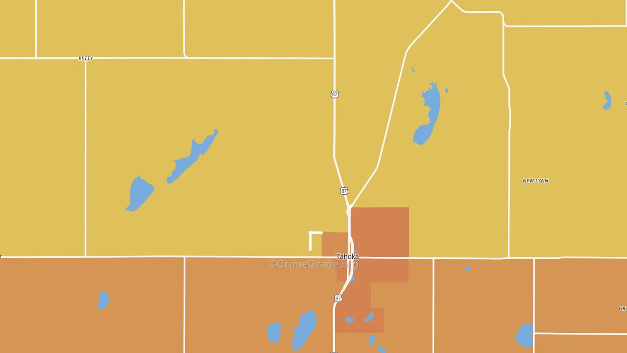 Tahoka, TX Map of Theft Rates