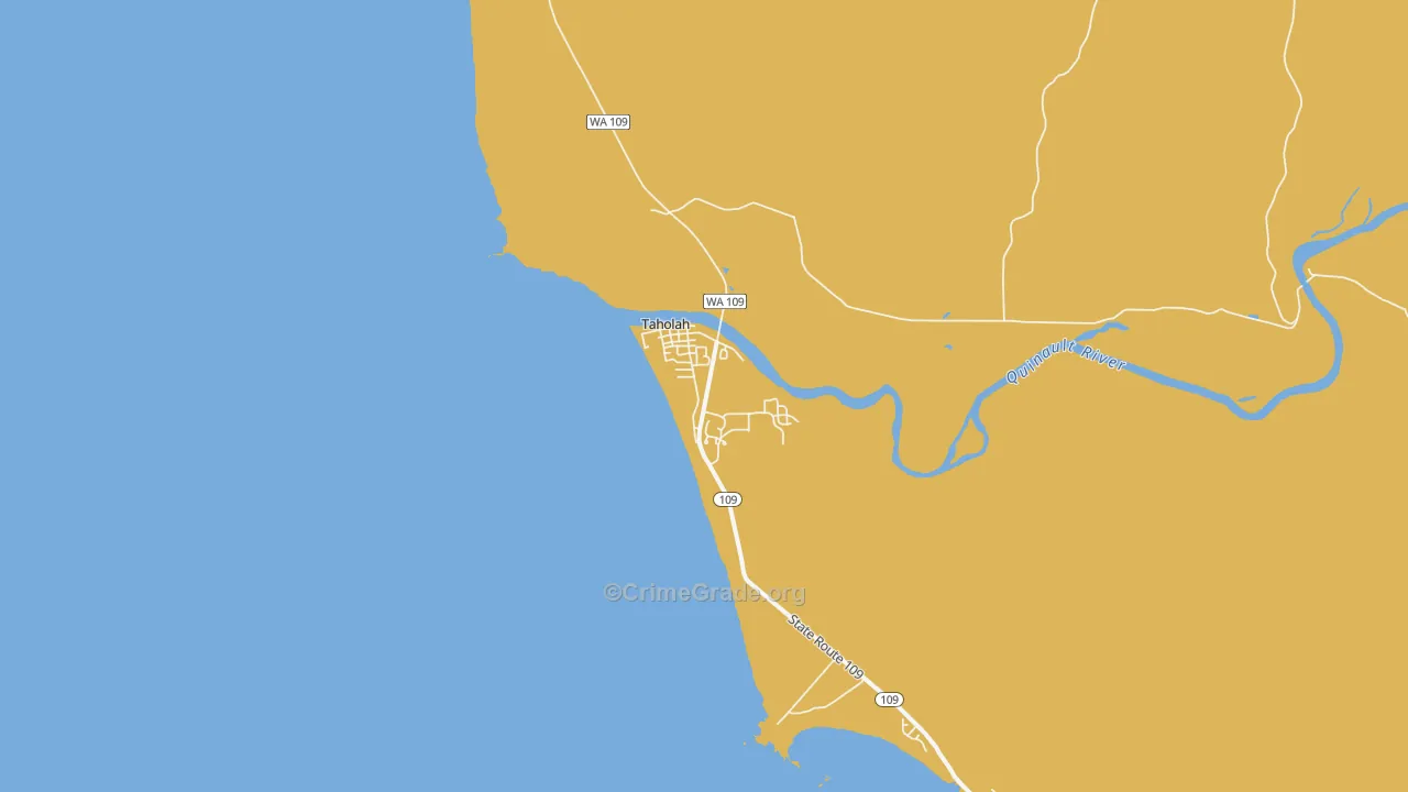 Taholah, WA Map of Theft Rates