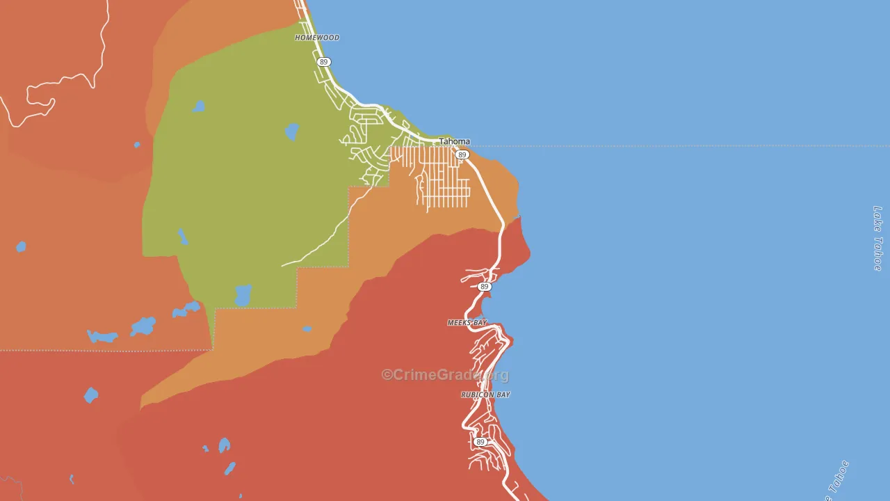 Tahoma, CA Map of Theft Rates