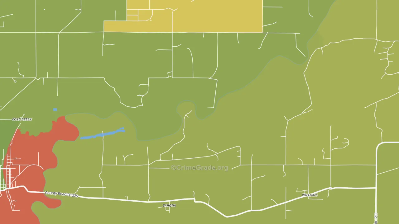 Tahona, OK Map of Theft Rates