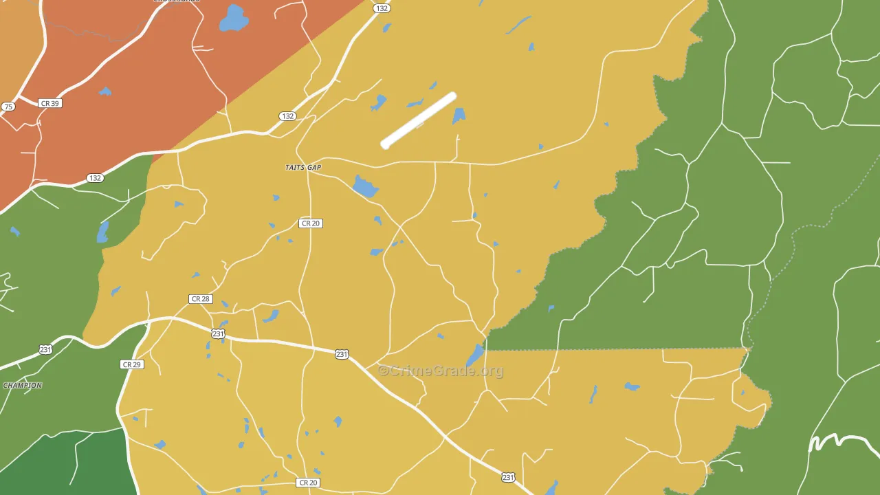 Taits Gap, AL Map of Theft Rates