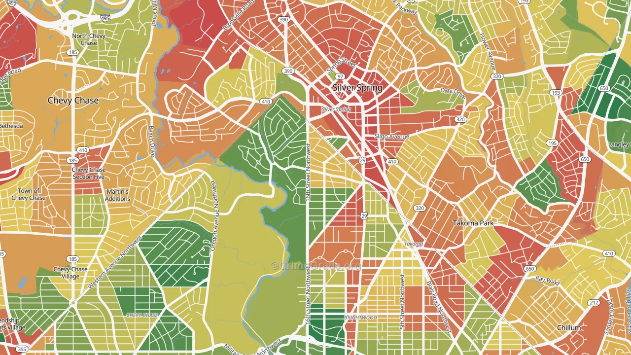 Takoma Park, Washington, DC Map of Theft Rates