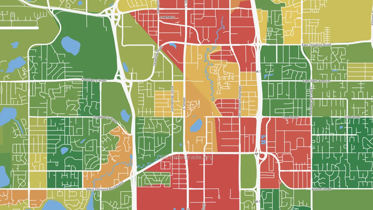 Taku-Campbell, Anchorage, AK Map of Theft Rates