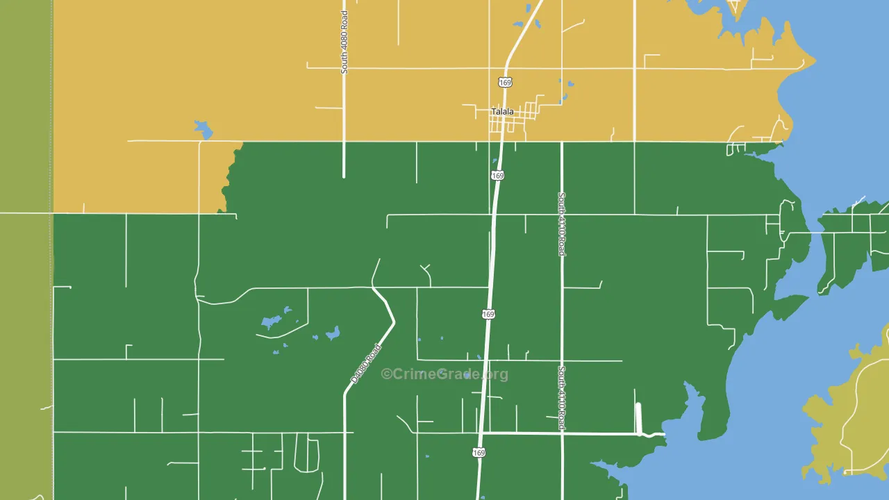 Talala, OK Map of Theft Rates