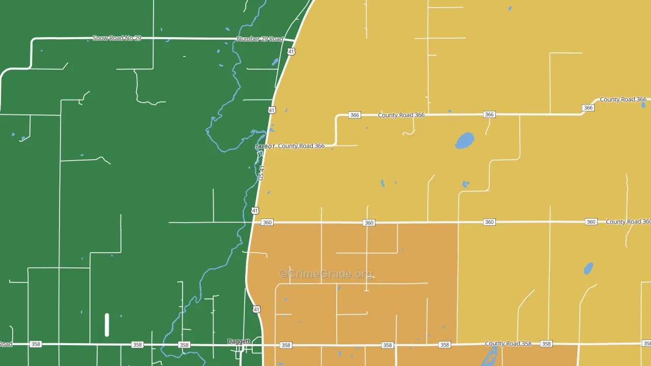 Talbot, MI Map of Theft Rates