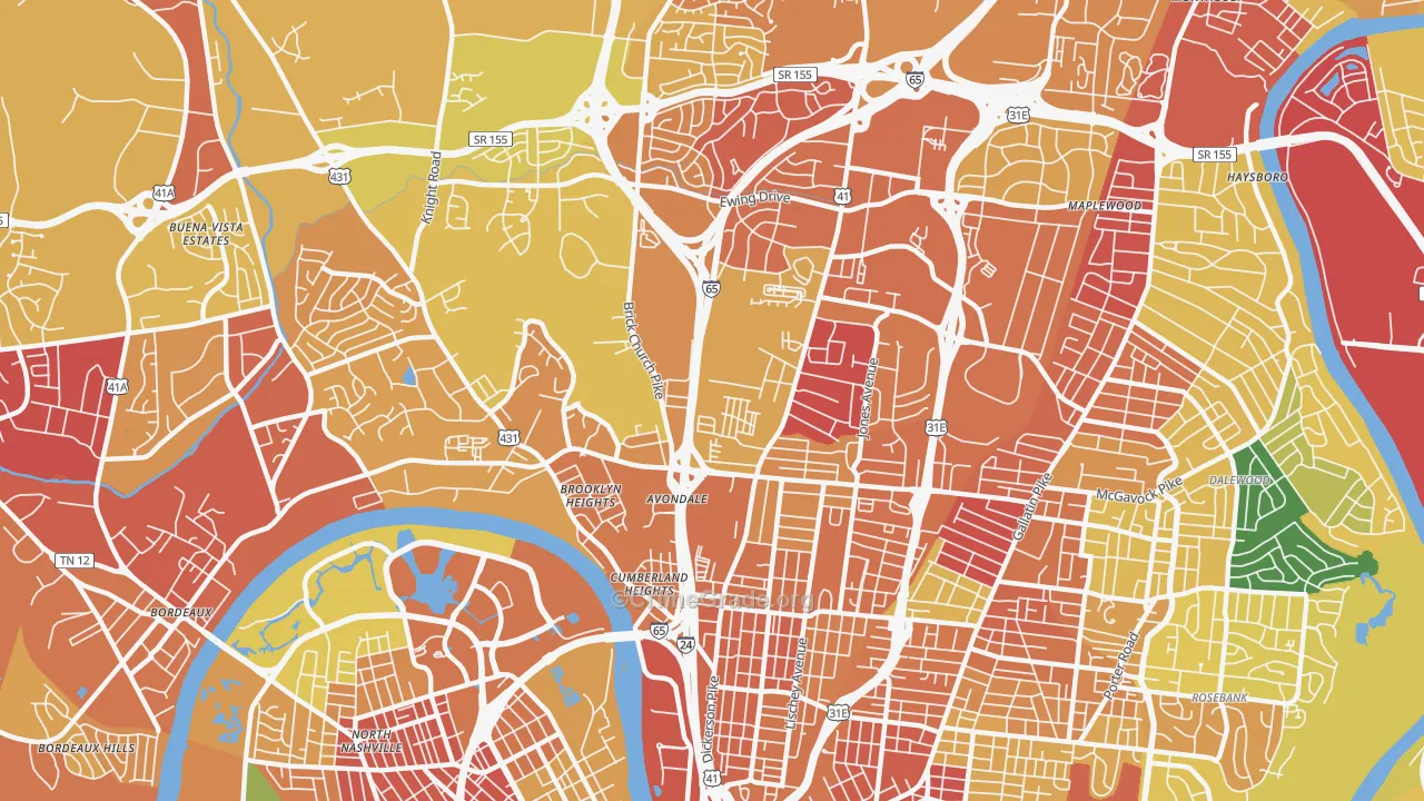 Talbot's Corner, Nashville, TN Map of Theft Rates