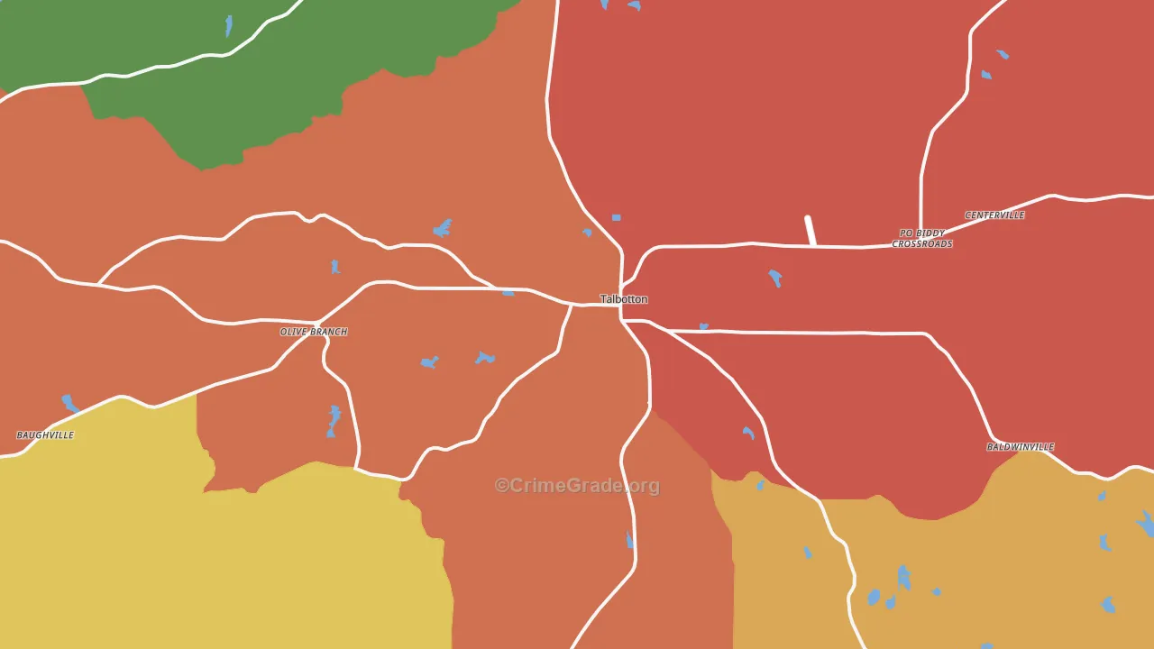 Talbotton, GA Map of Theft Rates