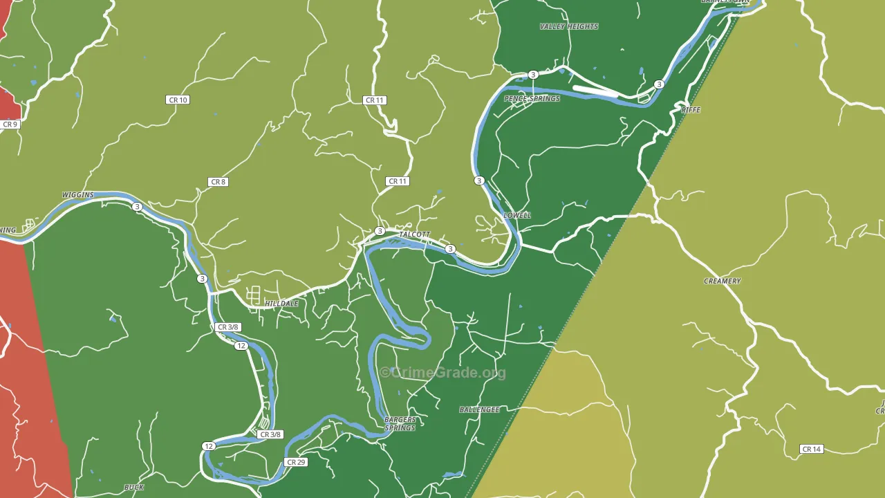 Talcott, WV Map of Theft Rates